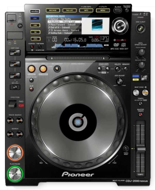Pioneer CDJ-2000NXS2 DJ-CD-Player Vorderansicht zum Mieten